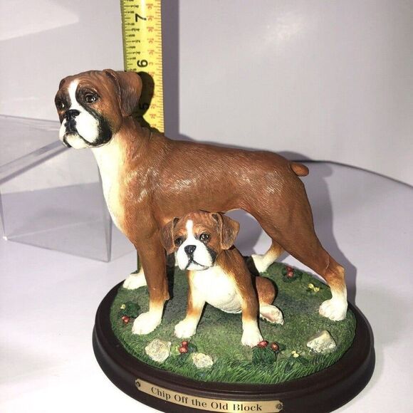 Danbury Mint "Chip Off The Old Block" Boxer Figurine Puppy 6x5 - Picture 9 of 10